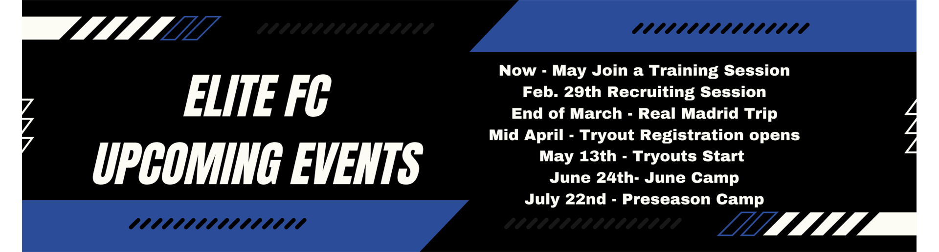 Elite FC Upcoming Events